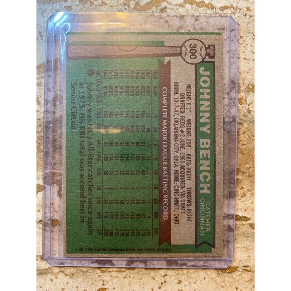 1978 Topps Johnny Bench Cincinnati Reds NL All Star Catcher #300 Baseball Card I - Picture 2 of 2